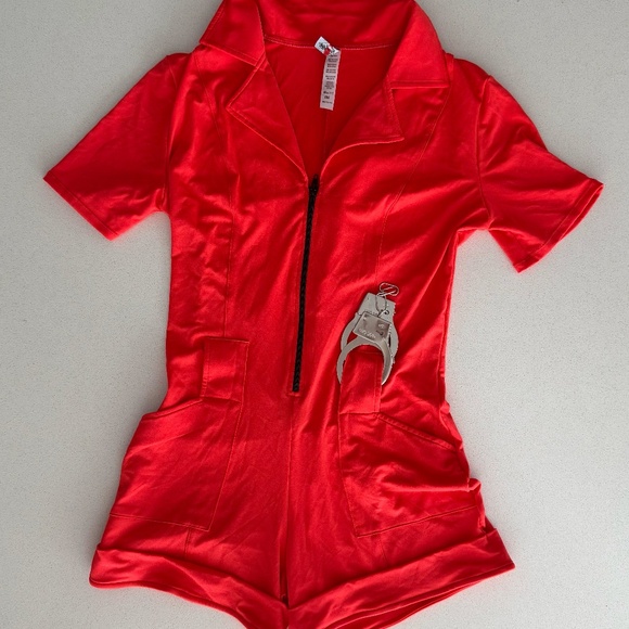 Sexy Female Prisoner Costume fits size XS-M w/ Metal Handcuffs - Picture 5 of 11